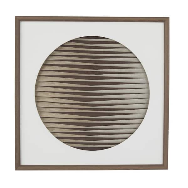 Litton Lane 24 in. x 24 in. Brown 3D Weaved Geometric Shadow Box