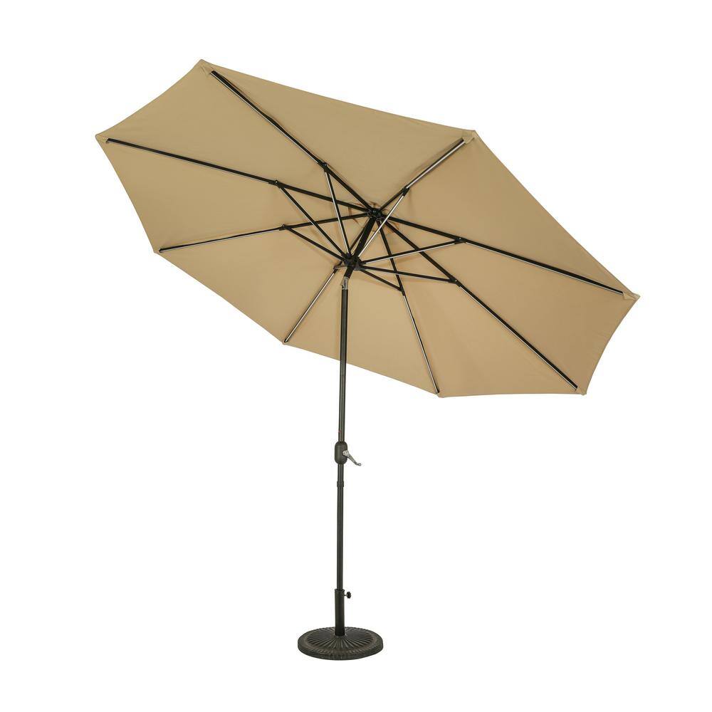 Calypso II 11-ft Champagne Market Umbrella with Solar LED Lights