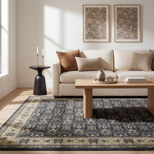 Home Decorators Collection Gianna Indigo 8 ft. x 10 ft. Border