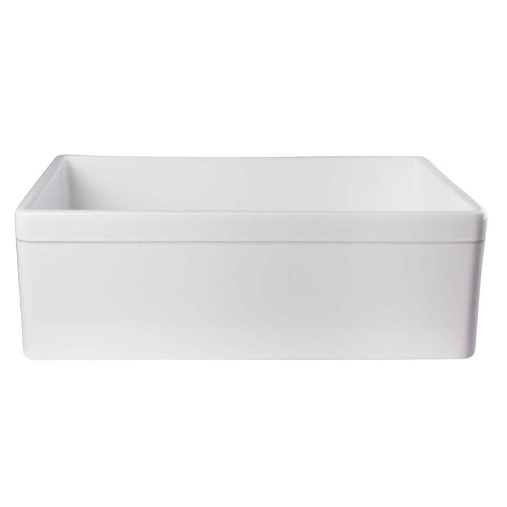 White Fireclay Farmhouse Drop-in Single Bowl Sink