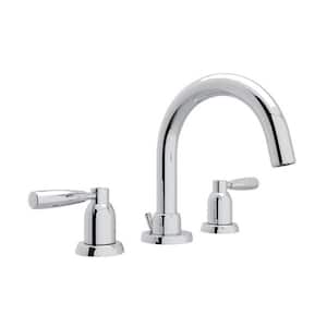 Holborn 8 in. Widespread Double Handle Bathroom Faucet with Drain Kit Included in Polished Chrome