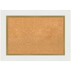 Eva White Gold 29.25 in. x 21.25 in. Framed Corkboard Memo Board
