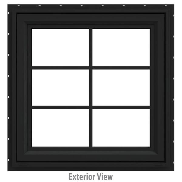 JELD-WEN 30 in. x 30 in. V-4500 Series Bronze FiniShield Vinyl Awning Window with Colonial Grids/Grilles