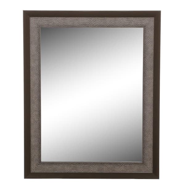 23 in. W x 29 in. H Framed Rectangular Anti-Fog Bathroom Vanity Mirror in Pewter and Espresso Finish 23 in. W x 29 in. H Framed Rectangular Anti-Fog Bathroom Vanity Mirror in Pewter and Espresso Finish
