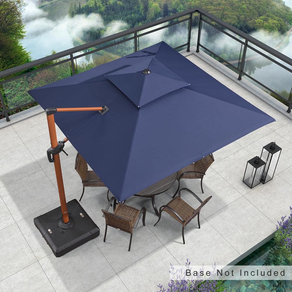 9 ft. Square All-aluminum 360° Rotation Wood pattern Cantilever Offset Outdoor Patio Umbrella in Navy Blue price history on PriceWatchPro