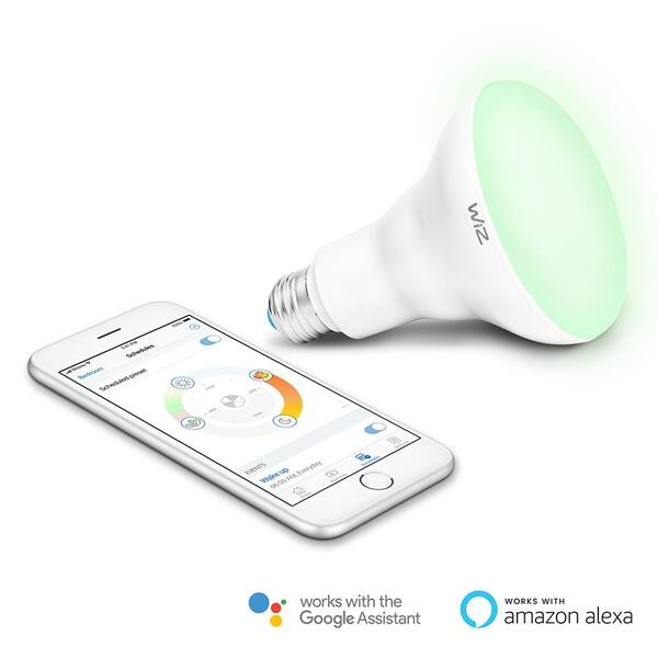 Tunable/Dimmable Whites no Hub Required 2 Piece WiZ IZ0087571-2 65 Watt EQ BR30 Smart WiFi Connected LED Light Bulbs/Compatible with Alexa and Google Home 