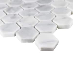 Rockart Carrara Marble 12 in. x 12 in. Hexagon 1 in. Natural Stone Mosaic Tile (10.7639 sq. ft./Case)