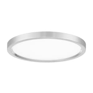 Vantage 15 in. 1-Light Brushed Nickel LED Flush Mount with White Acrylic Diffuser