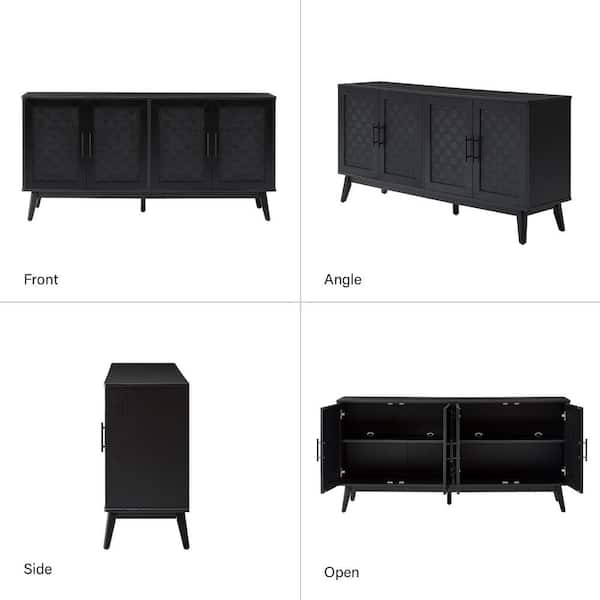 JAYDEN CREATION Horaz Black Modern 63 in. Wood Sideboard