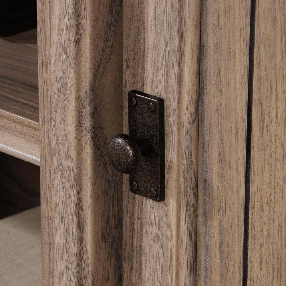 Washed Walnut Engineered Wood Office Credenza with Adjustable Shelves