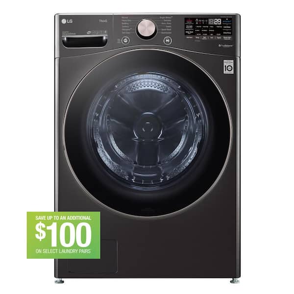 LG 4.5 cu. ft. Stackable Smart Front Load Washer in Black Steel with Steam and TurboWash360