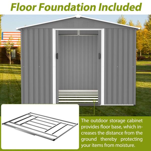 SpassWay 8 ft. x 6 ft. Outdoor Storage Shed-Heavy-Duty Metal Shed