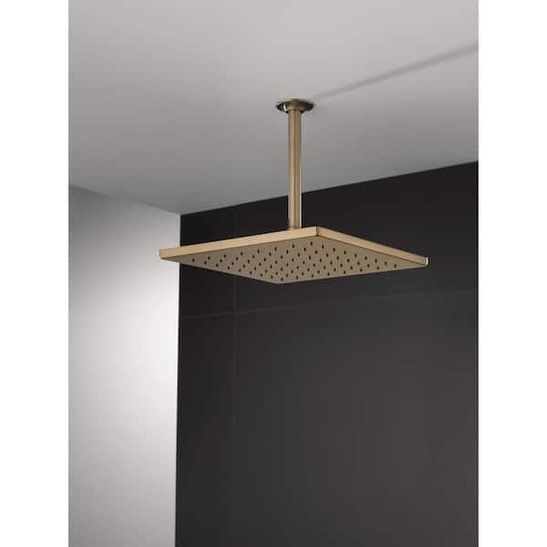 Gold 1-Spray Patterns 1.75 GPM 11.75 in. Wall Mount Fixed Shower Head in Lumicoat Champagne Bronze