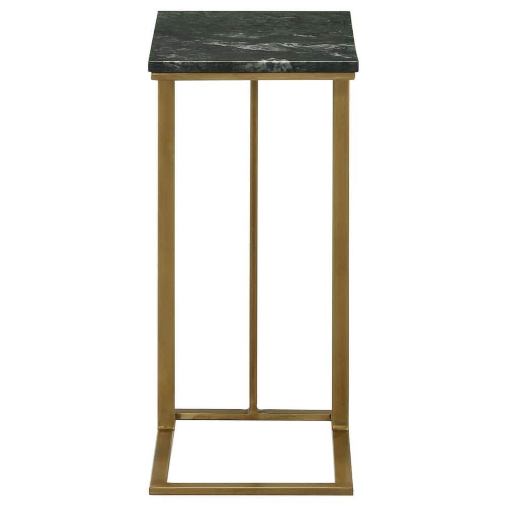 Green Marble Top Gold Iron Accent Table