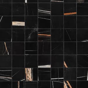 Dorato Nero 11.73 in. x 11.73 in. Honed Marble Floor and Wall Mosaic Tile (0.97 Sq. Ft. / Each)