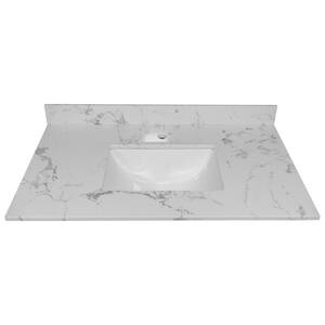37 in. W x 22 in. D x 0.75 in. H Engineered Stone Composite Marble Color Bathroom Vanity Top with Single Undermount Sink