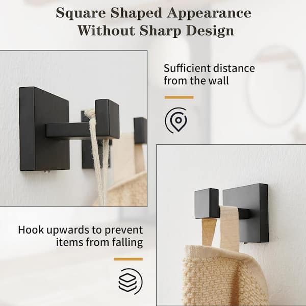 4-Piece Bath Hardware Set Black Bathroom Accessories with towel bar Toilet Paper Holder Towel Ring in Matte Black
