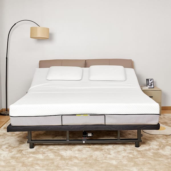 Black Steel Frame Queen Size Platform Bed with Head and Foot
