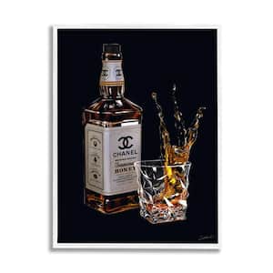 Splashing Liqueur Glam Whiskey Bottle Design By Ziwei Li Framed Food Art Print 14 in. x 11 in.