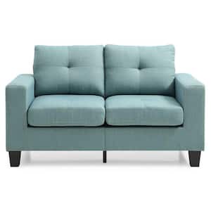 Newbury 58 in. W Flared Arm Cotton Straight Sofa in Teal