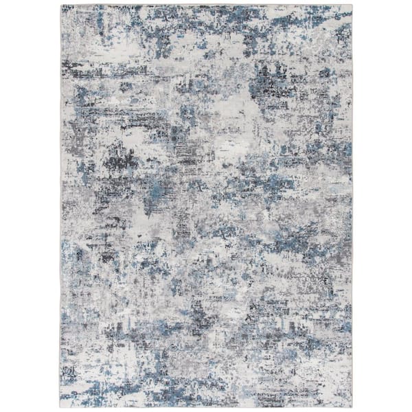 Photo 1 of Adare Blue 7 ft. x 9 ft. Painterly Polyester Area Rug