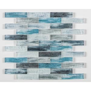 Giovan Qora Blue/Gray/Tan 11 3/4 in. x 11 3/4 in. Textured Glass Brick Joint Mosaic Tile (4.8 sq. ft./Case)