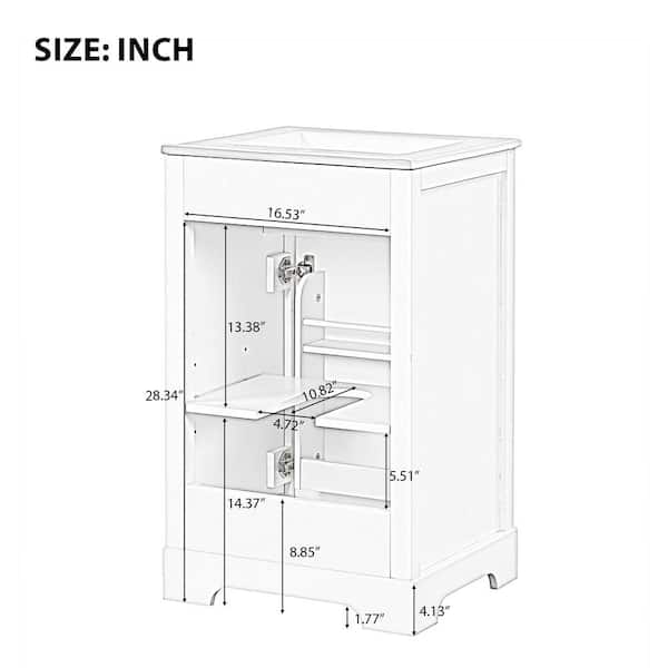 20 in. W x 18.5 in. D x 34.4 in. H Bath Vanity in White with White