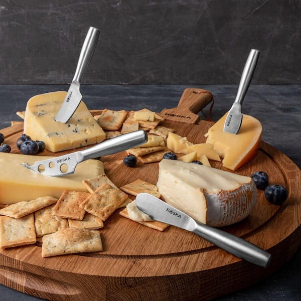 4 Pieces 2.2 in. Stainless Steel Cheese Mini Copenhagen Knives For All Types of Cheese-Silver Non-Stick
