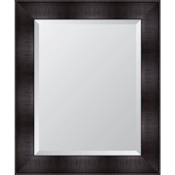 Medium Rectangle Brown Beveled Glass Classic Mirror (30 in. H x 36 in. W)