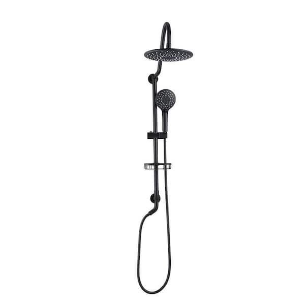 3-Spray 10 in. Dual Round High Pressure Wall Shower Head and Handheld Shower Head with 2.5 GPM in Matte Black