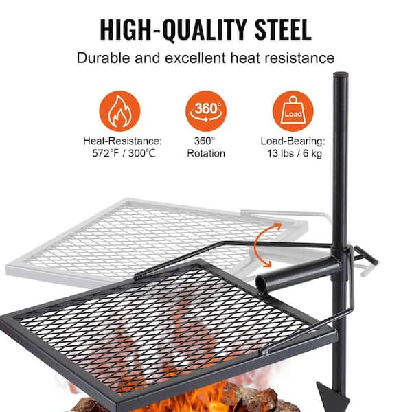 BreeRainz Swivel Campfire Grill,360° Adjustable Camp Over