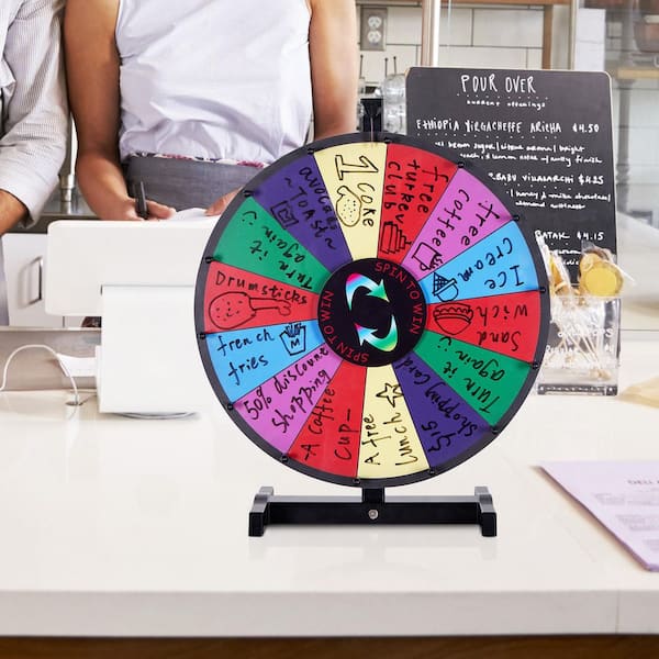 18 in. Spinning Prize Wheel, Heavy Duty Roulette Wheel with a Dry Erase and 2 Markers, Tabletop Spinner