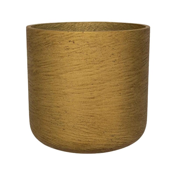 PotteryPots 17.32 in W x 16.93 in H XXL Round Metallic Gold Fiberclay Charlie Planter, Modern Garden Decor, Stylish Home Decor