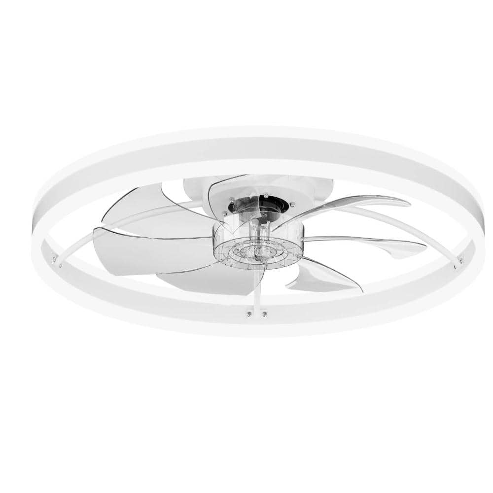 23.6 in. White Flush Mount Crystal-Inspired Fandelier Ceiling Fan with LED Light, Remote and App Control price history on PriceWatchPro