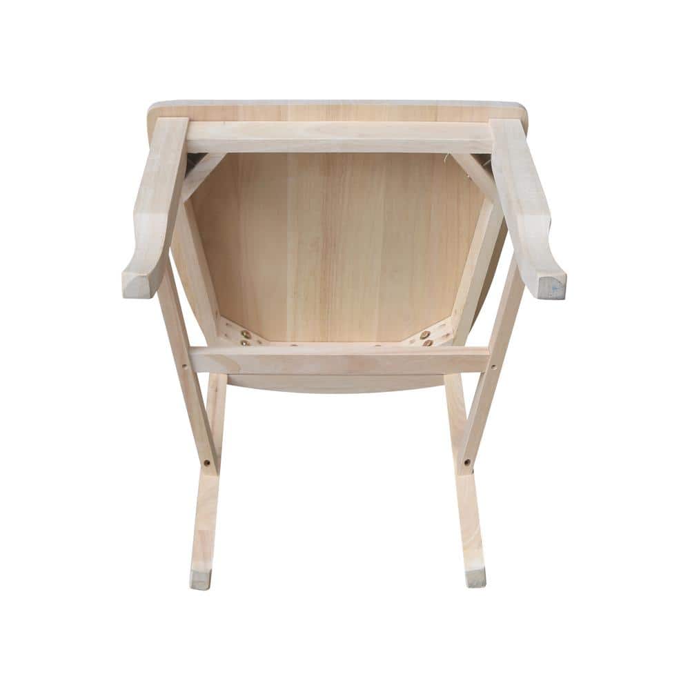 Set of 2 Unfinished Solid Wood Panel Back Dining Chairs