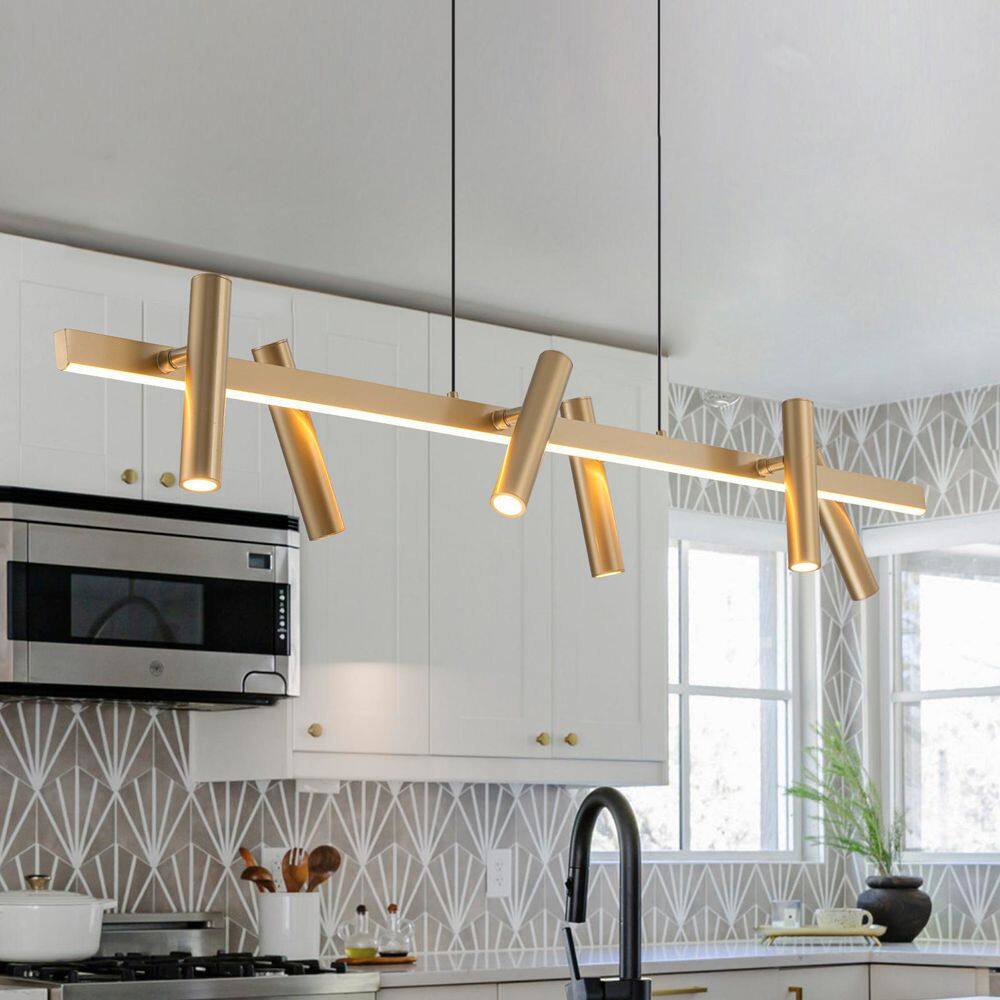 47.24'' 6-Light Modern Gold Linear Integrated LED Pendant Light with Rotatable Heads price history on PriceWatchPro