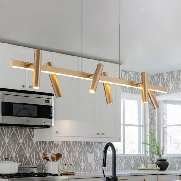 LLHZSY 47.24'' 6-Light Modern Gold Linear Integrated LED Pendant Light with Rotatable Heads