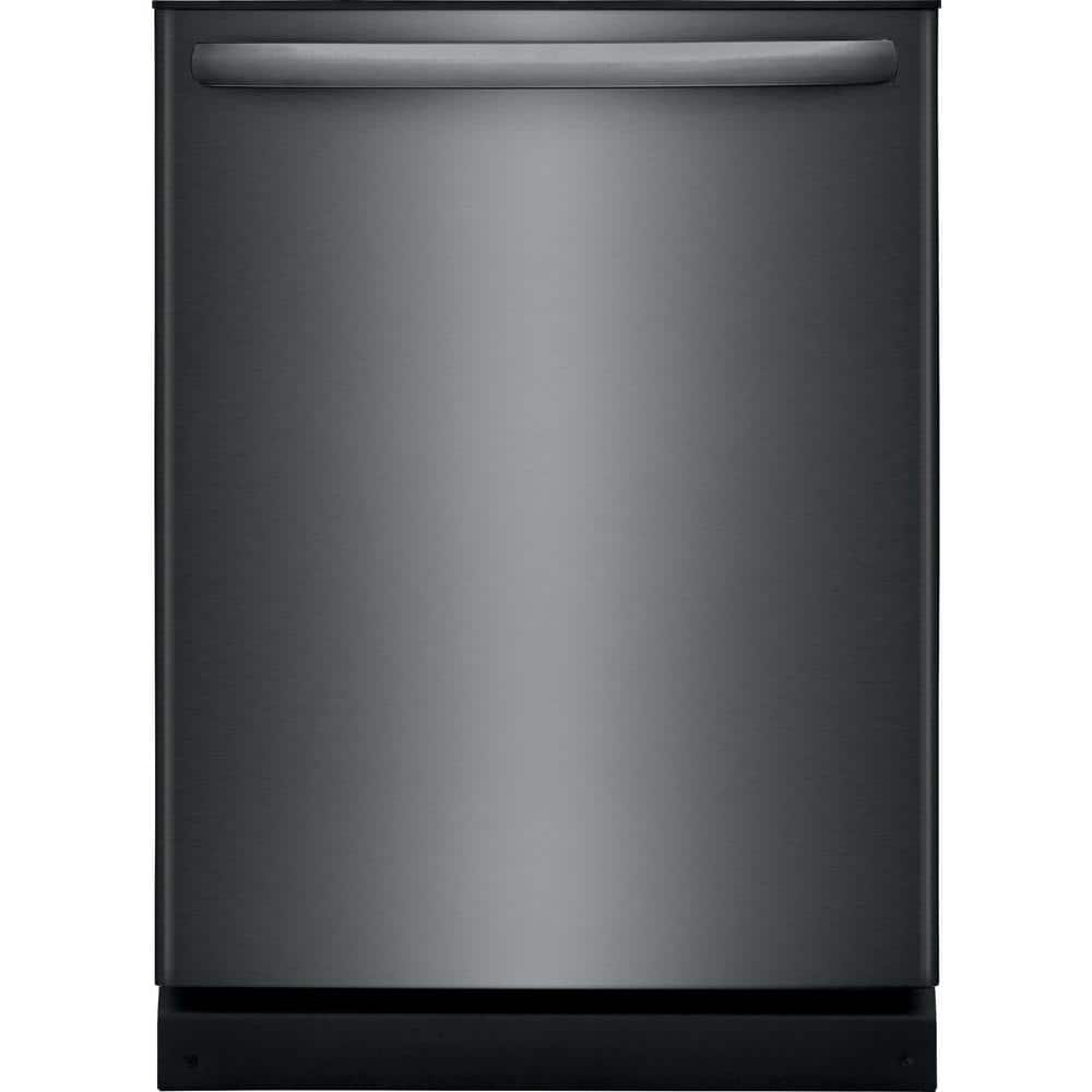 Frigidaire 24 in Top Control Built In Tall Tub Dishwasher with Plastic Tub in Black Stainless Steel with 4-cycles