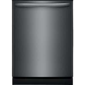 24 in Top Control Built In Tall Tub Dishwasher with Plastic Tub in Black Stainless Steel with 4-cycles