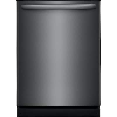24 in Top Control Built In Tall Tub Dishwasher with Plastic Tub in Black Stainless Steel with 4-cycles