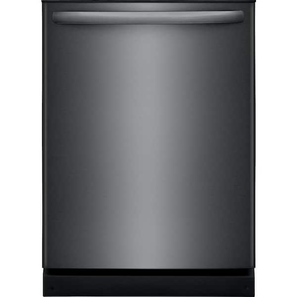 Frigidaire 24 in Top Control Built In Tall Tub Dishwasher with Plastic Tub in Black Stainless Steel with 4-cycles
