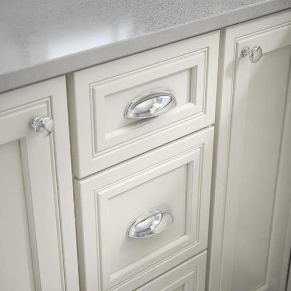 Cup Dual Mount 2-1/2 or 3 in. (64/76 mm) Classic Polished Chrome Cabinet Drawer Cup Pull