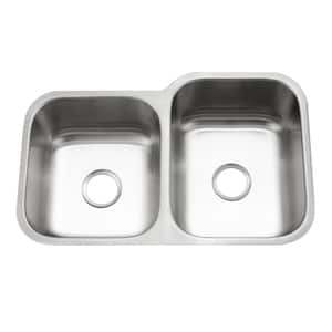 Houzer Eston 31 in. Stainless Steel Undermount 60/40 Double Small Left Bowl Kitchen Sink - STE-2300SL-1