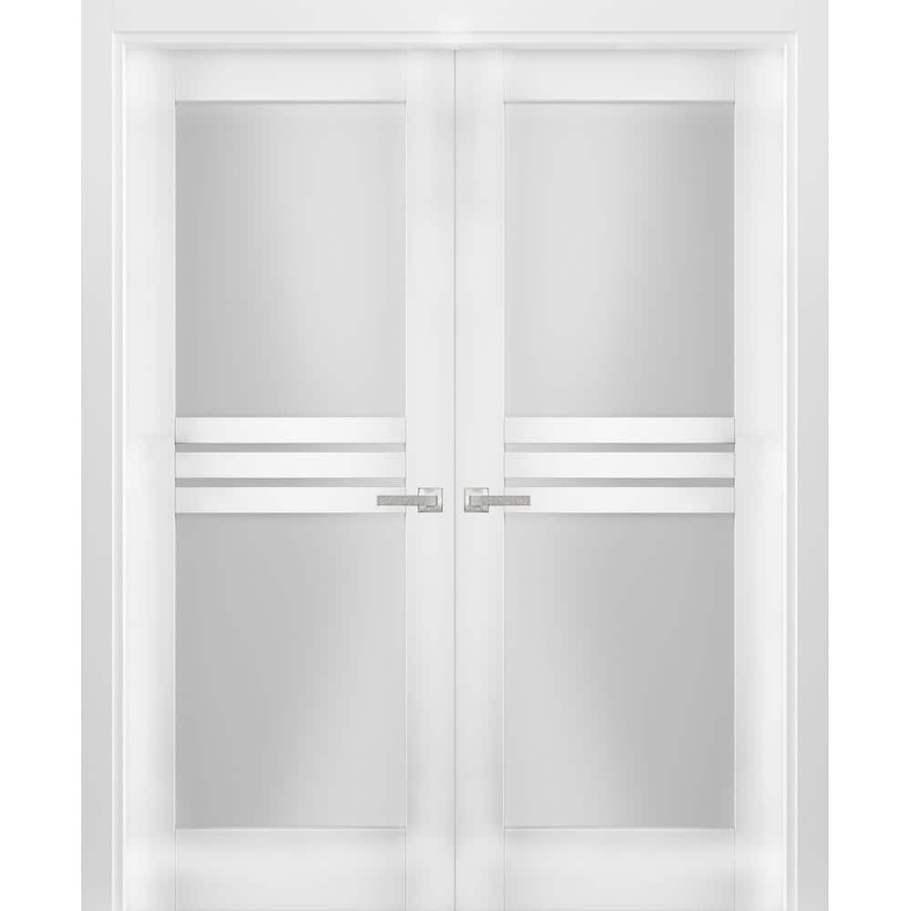 VDOMDOORS 7222 72 in. x 80 in. Universal Handling Full Lite Frosted ...
