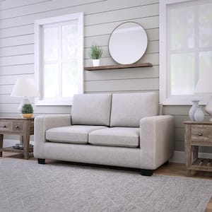 Shay 61 in. Light Gray Polyester Upholstered 2-Seater Track Arm Loveseat Sofa with Square Arms