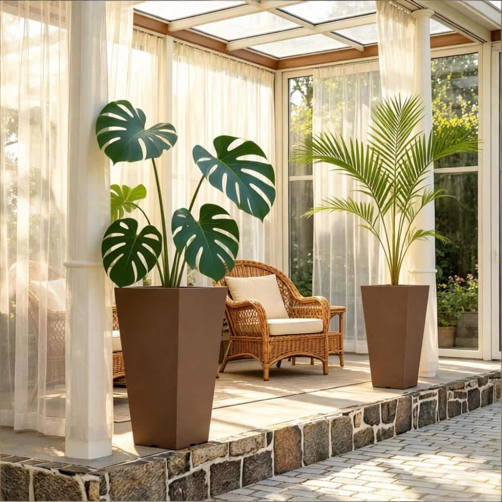 2Pcs Chic Tall Outdoor Flower Planters for Porch Garden Decor｜Set price history on PriceWatchPro
