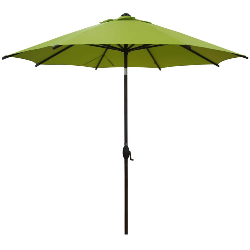 9 ft. Market Patio Umbrella Steel Pole with Auto Tilt and Crank, Lime Green
