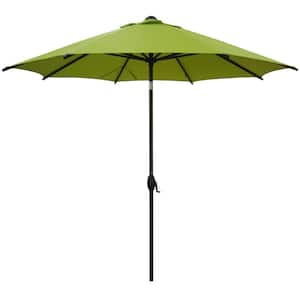 9 ft. Market Outdoor Patio Umbrella Aluminum Pole with Auto Tilt and Crank, 8 Ribs in Lime Green