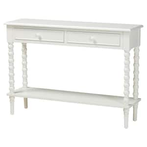 Malinda 45.3 in. White Rectangle Wood Console Table with 2 Drawers