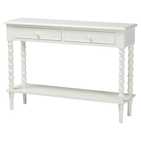 Baxton Studio Malinda 45.3 in. White Rectangle Wood Console Table with 2 Drawers